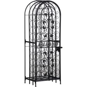 45-Bottle Modern Wine Organizer Decorative Portable Wrought Iron Wine Rack Jail