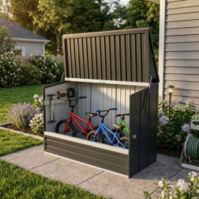 Outdoor Galvanized Steel Storage Shed With Flip Top & Foldable Front Door, Large Capacity Metal Tool Cabinet For Indoor &  Storage