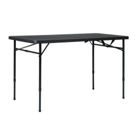 4 Foot Fold-in-Half Adjustable Folding Table, Rich Black  Shipment From Walmart