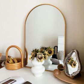 24x36 Inch Gold Metal Framed Arched Bathrrom Mirror For Wall. W2203134100