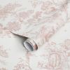 Peel and Stick Wallpaper Vintage Wallpaper White and Pink Wallpaper Removable Self-Adhesive Wallpaper for Bedroom Bathroom Toile Contact Paper for Wal