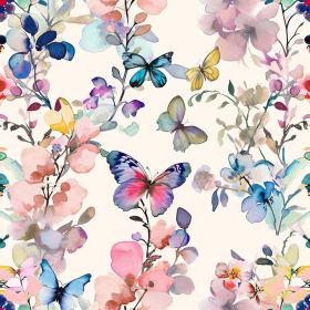 Pink/Purple Fairy Butterfly Watercolor Botanical Plants Leaf Yellow Blue Peel and Stick wallpaper stick on contact paper vintage wall paper easy peel