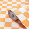 Modern Peel and Stick Wallpaper Orange and White Mosaic Checkered Contact Paper 17.7"x78.8" Self Adhesive Lattice Wallpaper Removable Decorative Wallp