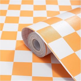 Modern Peel and Stick Wallpaper Orange and White Mosaic Checkered Contact Paper 17.7"x78.8" Self Adhesive Lattice Wallpaper Removable Decorative Wallp
