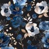 Navy Floral Wallpaper Blue Floral Peel and Stick Wallpaper 17.4" x 118" Vintage Flower Contact Paper Dark Watercolor Self Adhesive Covering for Bedroo
