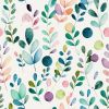 Cute Watercolor Green Leaf Purple/Pink Botanical Herbs Plants Peel and Stick Wallpaper Stick on Contact Paper Vintage Wall Paper Easy Peel Off for nig