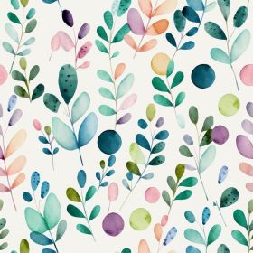 Cute Watercolor Green Leaf Purple/Pink Botanical Herbs Plants Peel and Stick Wallpaper Stick on Contact Paper Vintage Wall Paper Easy Peel Off for nig