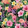 Dark Black Tropical Plants Green Leaf Pink Florals Flamingo Peel and Stick Wallpaper Wall Decor Self Adhesive Wall Paper Stick on Easy Peel Off Contac