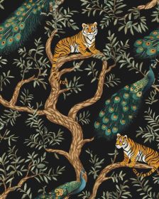 Tiger Peel and Stick Wallpaper Vintage Peacock Contact Paper Watercolor Animal Floral Wall Mural Home Vinyl Waterproof Self Adhesive Removable Renter