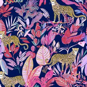 Leopard Wallpaper Peel and Stick Jungle Animal Wallpaper Pink Leaf Tropical Contact Paper for Cabinet Waterproof Self Adhesive Pink Wall Paper for Kit