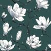 Navy Blue Wallpaper White Floral Peel and Stick 17.4" x 118" Boho Contact Paper Watercolor Self Adhesive Covering for Bedroom Cabinet Bathroom Home De