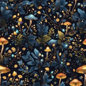 Blue/Yellow Glittery Mushroom Forest Peel and Stick Wallpaper Stick on Contact Paper Vintage Wall Paper Easy Peel Off for nightstand Drawer Cabinet Re
