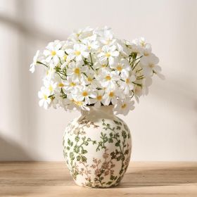 Ceramic Green and Beige Antique Vase, 5.83 Inch Retro Ice Cracked Floral Vase, Rustic Farmhouse Vases for Home , Bookshelf, Office, Garden, Tuscan