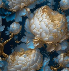 Vintage Dark Navy Blue Gold White Peony Large Floral Peel and Stick Wallpaper Stick on Contact Paper Vintage Wall Paper Easy Peel Off for nightstand D