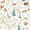 Fairy Animals Forest Deer Cute Owl Rabbits Trees White Peel and Stick Wallpaper Wall Decor Self Adhesive Wall Paper Stick on Easy Peel Off Contact for