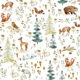 Fairy Animals Forest Deer Cute Owl Rabbits Trees White Peel and Stick Wallpaper Wall Decor Self Adhesive Wall Paper Stick on Easy Peel Off Contact for