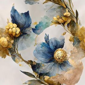 Abstract Marble Flower Gold/Blue Vintage Large Floral Peel and Stick Wallpaper Stick on Contact Paper Vintage Wall Paper Easy Peel Off for nightstand