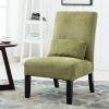 Pisano Contemporary Chenille Fabric Armless Accent Chair with Pillow, Green