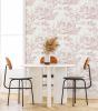 Peel and Stick Wallpaper Vintage Wallpaper White and Pink Wallpaper Removable Self-Adhesive Wallpaper for Bedroom Bathroom Toile Contact Paper for Wal