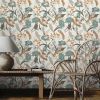 Beige Cream Birds Green Leaf Plants Vintage Botanical Peel and Stick Wallpaper Stick on Contact Paper Vintage Wall Paper Easy Peel Off for nightstand