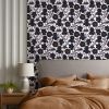Black and White Gothic Flowers Mushroom Plants Peel and Stick Wallpaper Stick on Contact Paper Vintage Wall Paper Easy Peel Off for nightstand Drawer