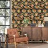 Tiger Wallpaper Peel and Stick Retro Floral Wallpapers Vinyl Wallpaper Black Animal Contact Paper for Cabinet Waterproof Self Adhesive Wall Paper for