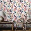 Pink/Purple Fairy Butterfly Watercolor Botanical Plants Leaf Yellow Blue Peel and Stick wallpaper stick on contact paper vintage wall paper easy peel