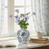 Ceramic Chinoiserie Floral Vase | 6.3 Inch Blue and White Vintage | Retro Ice Cracked Blue and White Porcelain Vase for Table, Living Room