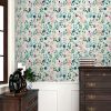 Cute Watercolor Green Leaf Purple/Pink Botanical Herbs Plants Peel and Stick Wallpaper Stick on Contact Paper Vintage Wall Paper Easy Peel Off for nig
