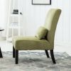Pisano Contemporary Chenille Fabric Armless Accent Chair with Pillow, Green