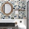 Navy Leaf Peel and Stick Wallpaper Floral Wallpaper 17.4" x 118" Dark Blue Leaf Contact Paper Navy Vinyl Wrap Easily Peel Off Self-Adhesive Wall Paper
