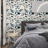 Navy Leaf Peel and Stick Wallpaper Floral Wallpaper 17.4" x 118" Dark Blue Leaf Contact Paper Navy Vinyl Wrap Easily Peel Off Self-Adhesive Wall Paper