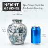 Ceramic Chinoiserie Floral Vase | 6.3 Inch Blue and White Vintage | Retro Ice Cracked Blue and White Porcelain Vase for Table, Living Room