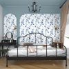 Blue Floral Peel and Stick Wallpaper White Watercolor Coastal Leaf Contact Paper Simple Wall Mural for Bathroom Bedroom Vinyl Waterproof Self Adhesive
