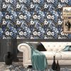 Navy Floral Wallpaper Blue Floral Peel and Stick Wallpaper 17.4" x 118" Vintage Flower Contact Paper Dark Watercolor Self Adhesive Covering for Bedroo