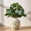 Ceramic Green and Beige Antique Vase, 5.83 Inch Retro Ice Cracked Floral Vase, Rustic Farmhouse Vases for Home , Bookshelf, Office, Garden, Tuscan