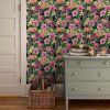 Dark Black Tropical Plants Green Leaf Pink Florals Flamingo Peel and Stick Wallpaper Wall Decor Self Adhesive Wall Paper Stick on Easy Peel Off Contac