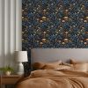 Blue/Yellow Glittery Mushroom Forest Peel and Stick Wallpaper Stick on Contact Paper Vintage Wall Paper Easy Peel Off for nightstand Drawer Cabinet Re