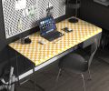 Modern Peel and Stick Wallpaper Orange and White Mosaic Checkered Contact Paper 17.7"x78.8" Self Adhesive Lattice Wallpaper Removable Decorative Wallp