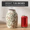 Ceramic Vintage Vase, 7 Inch Retro Ice Cracked Floral Vase, Rustic Farmhouse Vases for Home , Bookshelf, Office, Garden, , Tuscan , Red Rose Pattern