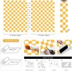 Modern Peel and Stick Wallpaper Orange and White Mosaic Checkered Contact Paper 17.7"x78.8" Self Adhesive Lattice Wallpaper Removable Decorative Wallp