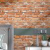 Faux Brick Peel and Stick Wallpaper 17.7" x 78.7" Contact Paper for Cabinets 3D Brick Wall Backdrop Self-Adhesive Wallpaper Red Bricky Textured Vintag
