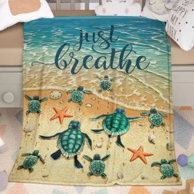 Sea Turtle Flannal Throw Blanket For Teens Boys Men Many Sea Turtle Pattern Blanket Soft Flannal Throw Blanket 50x60 Inches For Couch Bed And Sofa (Option: 130X150cm-blue)