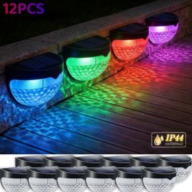 12 PCS RGB Solar Fence Lights,Deck Lights Solar Powered Outdoor Waterproof Fence Lighting For Fence Deck Step Stair Post Wall. (Option: 12Pcs)