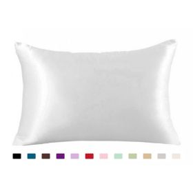 Pillowcase Satin Solid Color Simulation Silk Single Pillowcase Ice Silk Pillowcase (Option: white-20x29inches-1PC)