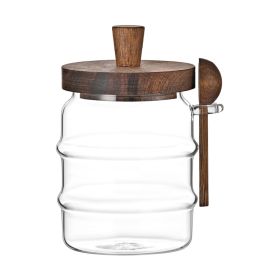 1 Pcs 18.5 OZ Glass Coffee Jars With Spoons, Candy Jars, Biscuit Jars, Storage Jars, Tea Jars, Snack Jars, Seasoning Jars, Salt Jars, Pepper Jars (Option: Middle)
