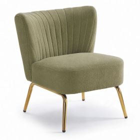 Small Armless Accent Chair, Upholstered Seat With Metal Legs, Modern Side Chair For Any Room (Option: Light Green)