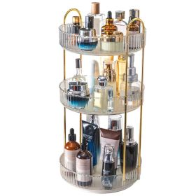 3 Tier Rotating Makeup Organizer 360° Spinning Perfume Cosmetic Storage Tray 55LBS Load Countertop Shelves For Lotion Lipstick (Option: White)