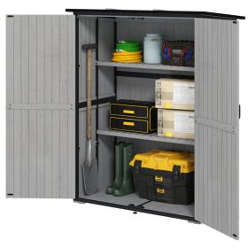 Wood Storage Shed, Outdoor Garden Shed With Asphalt Roof, 2 Shelves, Lockable Doors And Adjustable Feet, Gray (Option: GRAY)