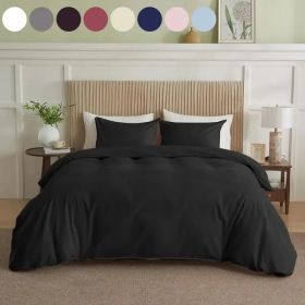 Serta Simply Clean Solid Duvet Cover King (Option: Black-King)